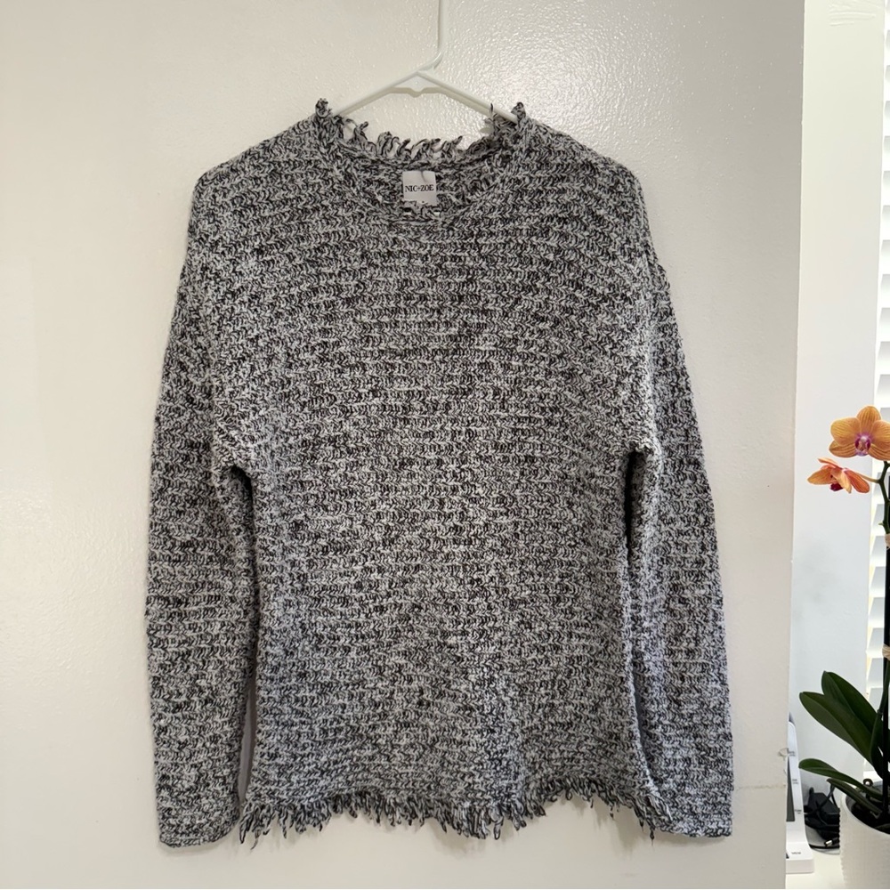NIC+ZOE Textured Black and White Sweater